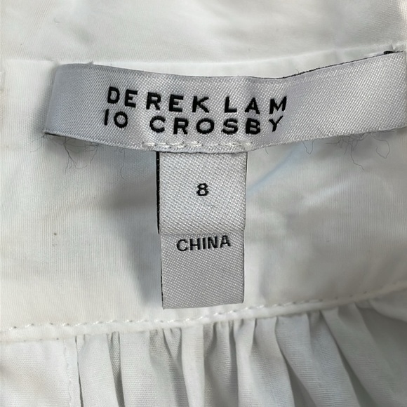 Derek Lam 10 Crosby Finn Ruffled Wrap Mini Dress Cotton Poplin White Sz 8 - Picture 9 of 16